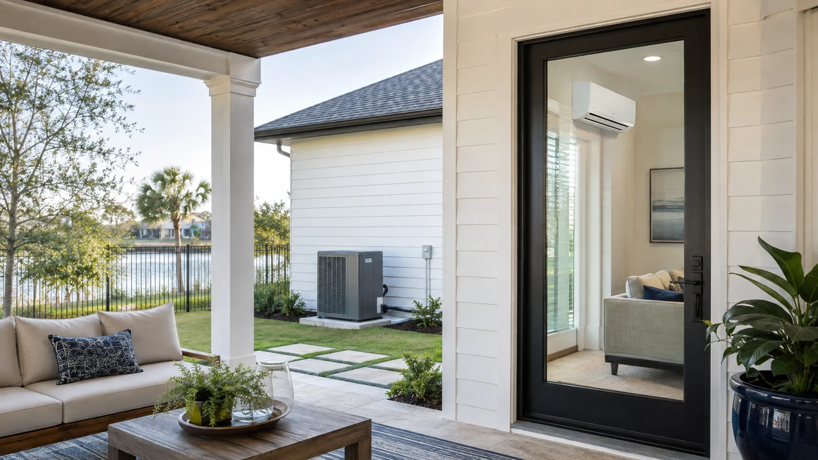 Houston home with central air and a ductless mini-split system visible
